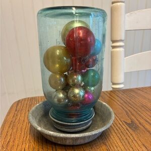 Vintage Chicken Feeder with Christmas Ornaments
